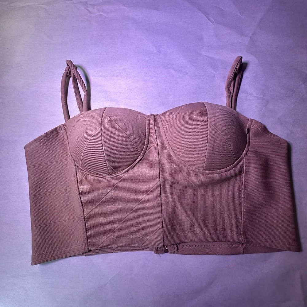 Haute Monde Tan Bustier Crop Top - Picture 4 of 6